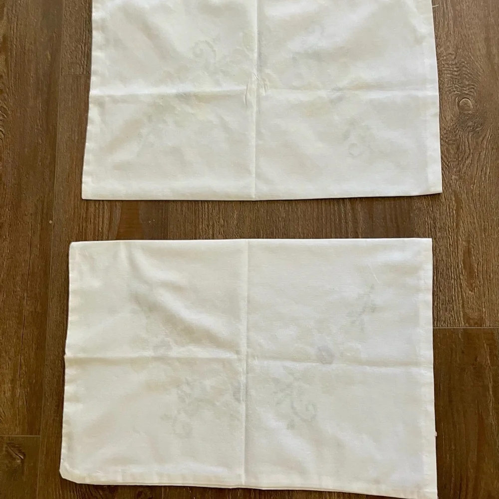 Floral Embroidered White Throw Pillows 17/26 inches